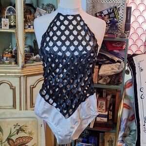 Roma MERMAID Black and Irise White Fishnet Bodysuit
